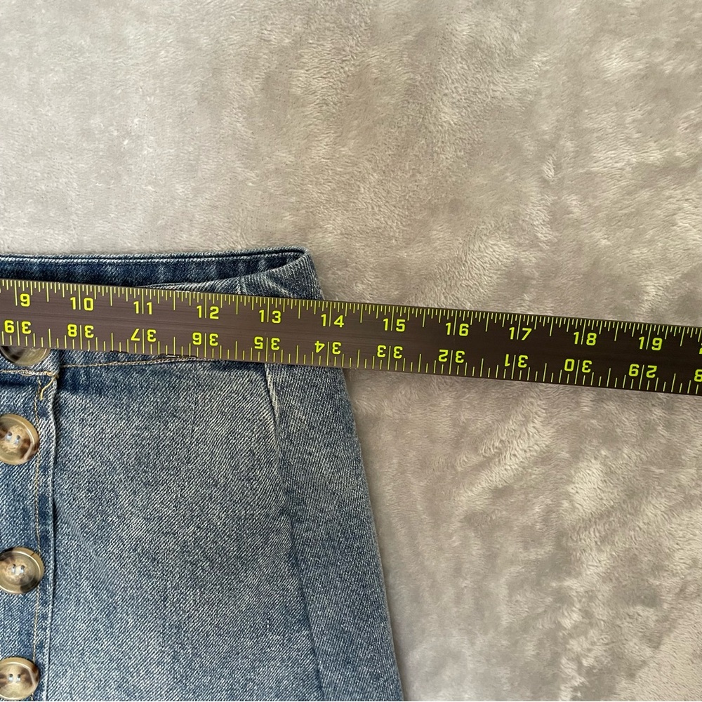 Lulus Denim Skirt Womens Small Blue Jean Button Front Mini Cotton Wrap Style - Picture 3 of 8